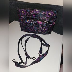 Lug Crossbody Bag in Black and Purple Floral - boho floral samba xl